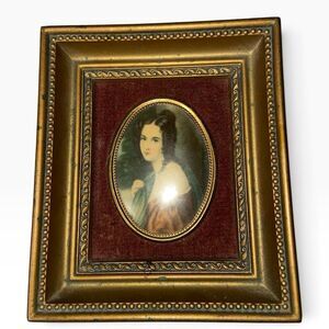 VTG‼ A Cameo Creation Gold Framed Portrait Lady Hamilton by George Romney 5.5”